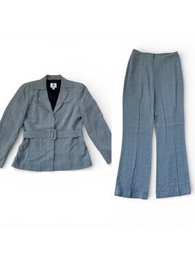 80's Vintage Renfrew Grey Herringbone Tweed Two Piece Blazer and Pants Suit